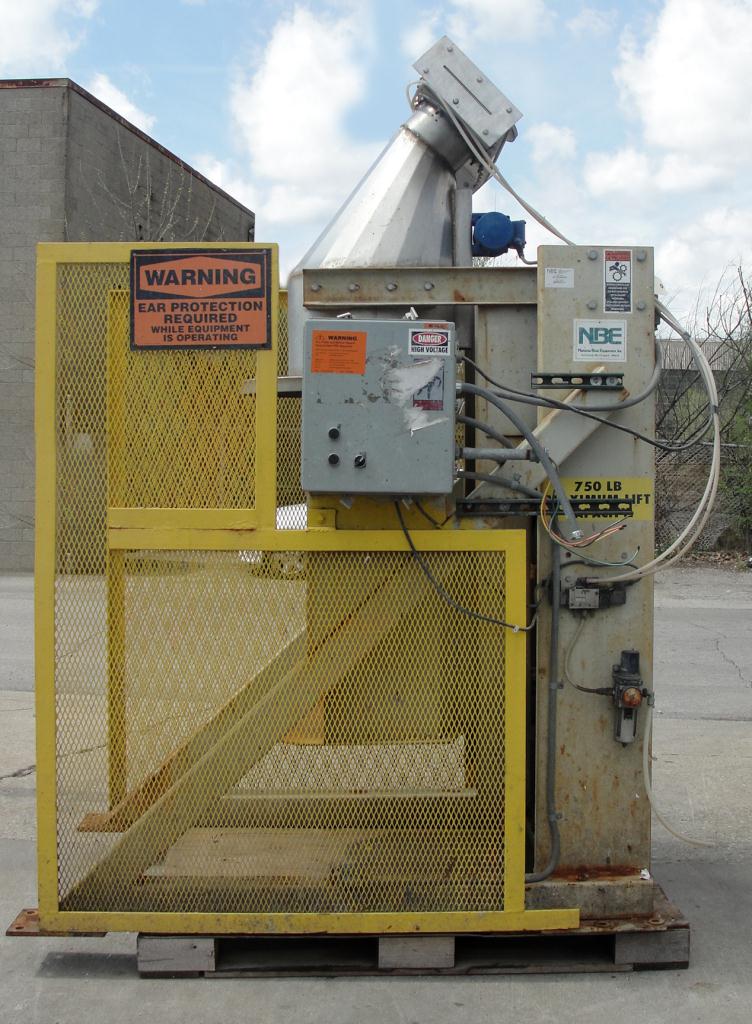 Material Handling Equipment drum dumper, 750 lbs. National Bulk Equipment model SP-DUMPER, 44 x 67 ( OAW x OAL) and 92 OAH.
