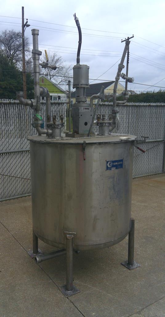Tank 250 gallon vertical tank, Stainless Steel, .25 hp  to mount agitator, dish