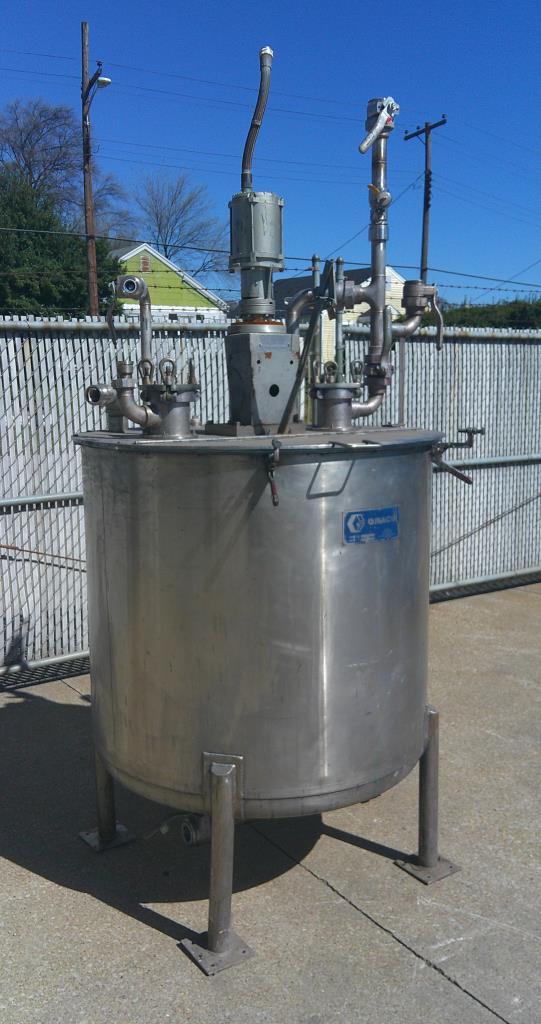 Tank 250 gallon vertical tank, Stainless Steel, .25 hp  to mount agitator, dish