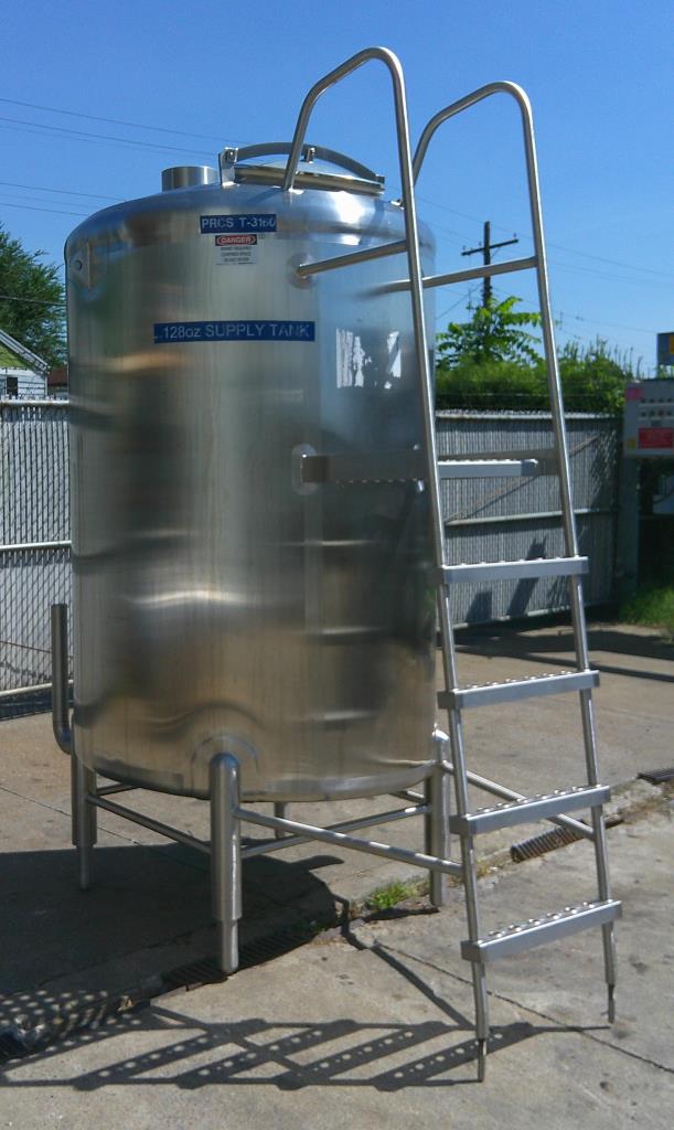 Tank 500 gallon vertical tank, Stainless Steel, slope bottom