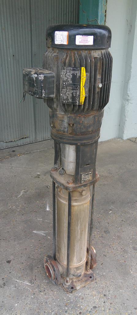 Pump Grundfos vertical centrifugal pump model A96642998P112200427, 15 hp, Stainless Steel Contact Parts