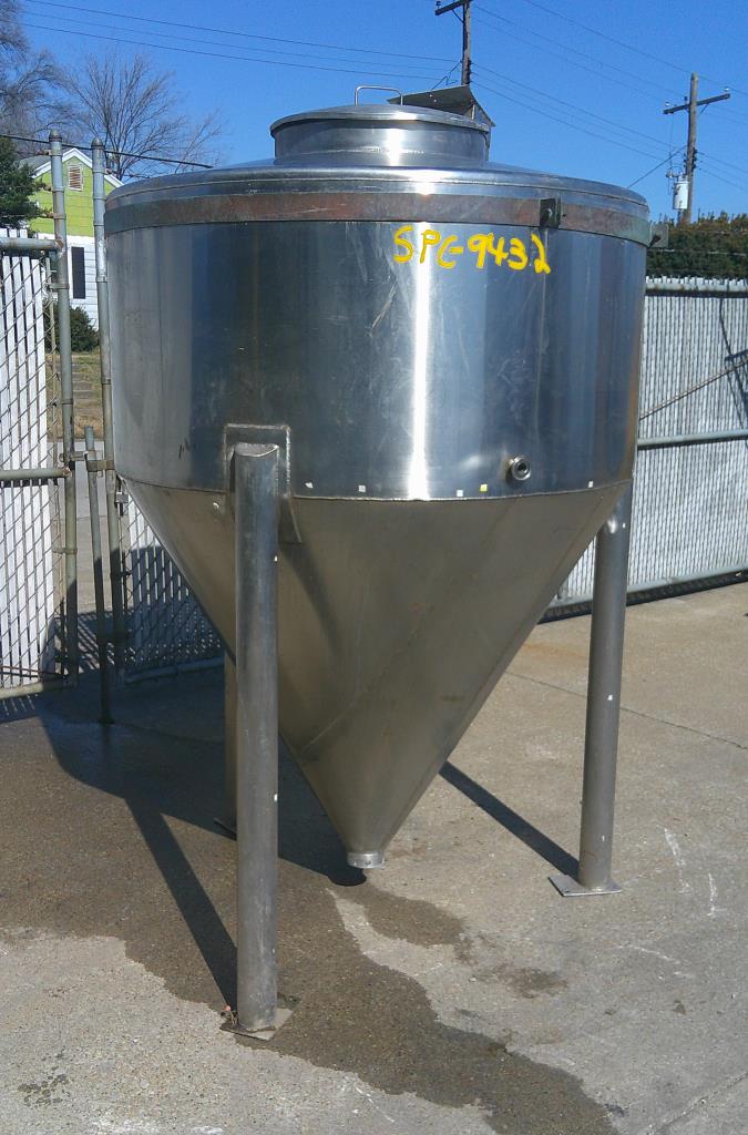 Tank 380 gallon vertical tank, Stainless Steel, conical